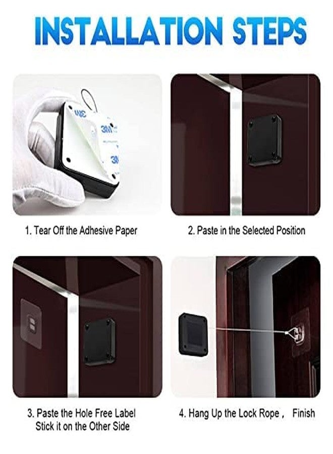 Hyndrix Punch-Free Automatic Sensor Door Closer, Multifunctional, Residential/Commercial Auto Door Closer with Steel Drawstring, Automatic Closer for Bedroom/Room/Storm (1 Pack Black) - Image 2